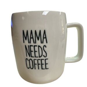 Mary Square White Pink Mama Needs Coffee Ceramic Mug 16 ounce